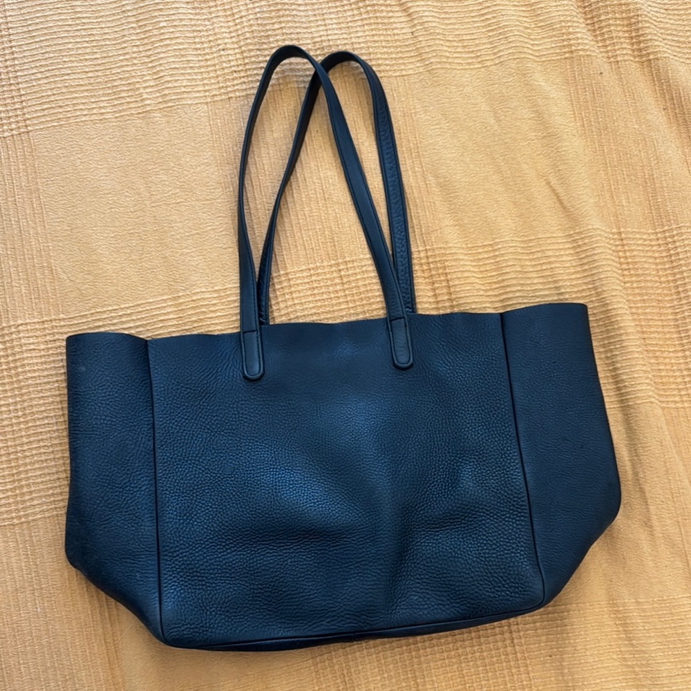BAGGU Black Leather Tote Bag - Picture 3 of 6